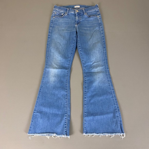Mother The Weekender Fray Jeans Womens Size 25 Flare Leg Denim Distressed Hem - Picture 1 of 15